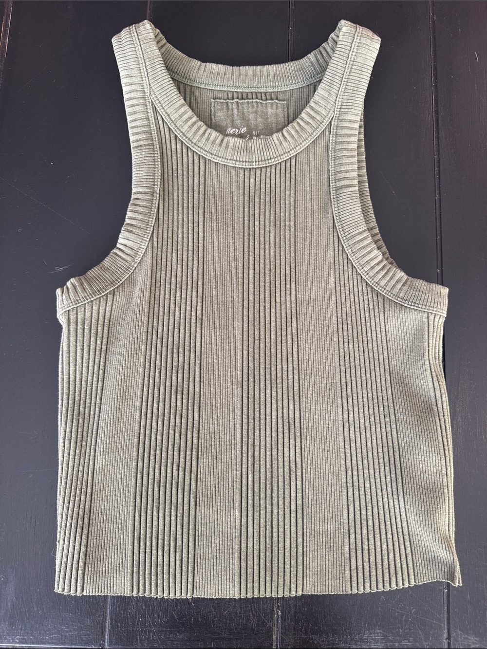 aerie Ribbed Tank Top in Olive Green